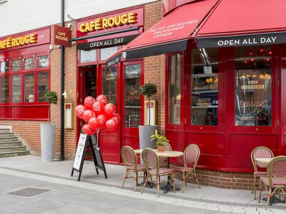 An exterior view of Cafe Rouge at Gunwharf Quays, in Portsmouth