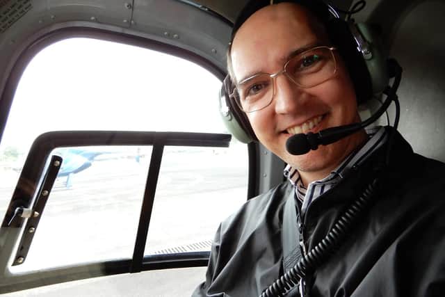 Richard in a helicopter during a holiday to Hawaii.