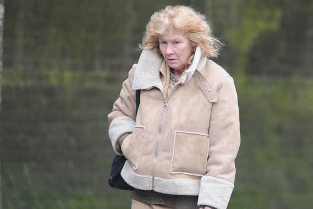 Susan Thwaites, 57, of Noctule Court, Knowle, outside Portsmouth Crown Court. She is on trial accused of an arson at Kenwood Road in Portchester on July 24 in 2017