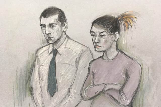 File court artist sketch dated 21/01/19 by Elizabeth Cook of Stephen Waterson and Adrian Hoare in court. Picture: Elizabeth Cook/PA Wire