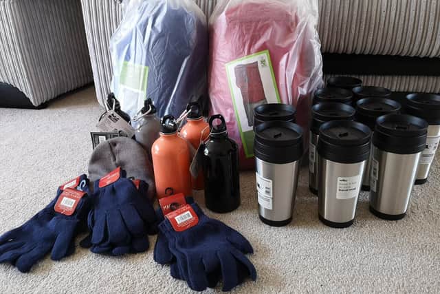 Provisions bought by Cheryl Gibbs and her family for homeless people in Portsmouth.