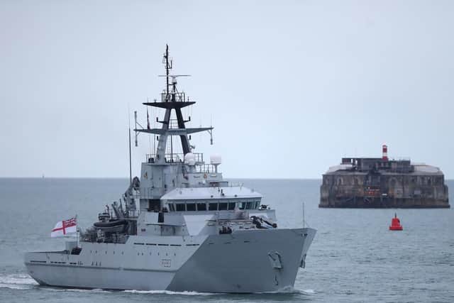 HMS Mersey helped to rescue a mariner who was overboard in stormy conditions.