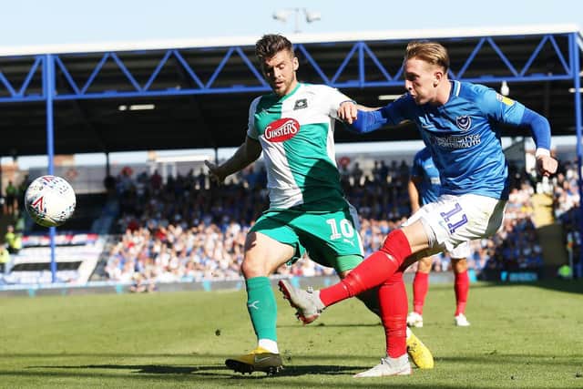 Ronan Curtis in action against Plymouth at Fratton Park in September. Picture: Joe Pepler