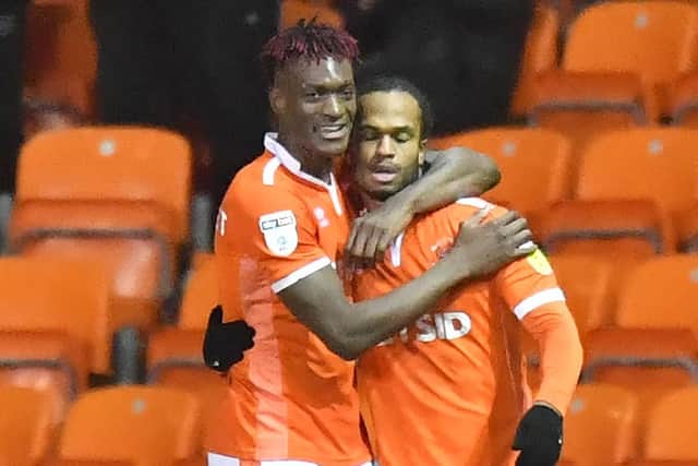 Armand Gnanduillet, left, gave Blackpool a half-time lead
