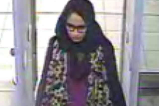 Shamima Begum, going through security at Gatwick airport, before catching a flight to Turkey in 2015 to join the Islamic State group. Picture: Metropolitan Police/PA Wire