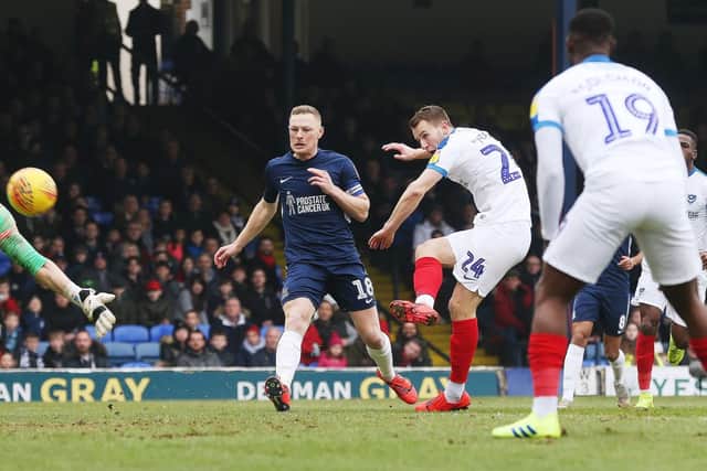 Bryn Morris fires home the first / Picture by Joe Pepler