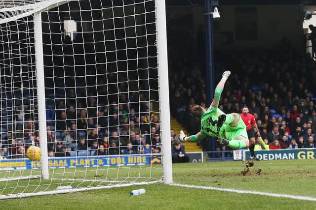 Ben Close's shot flies past Nathan Bishop for 2-0 / Picture by Joe Pepler