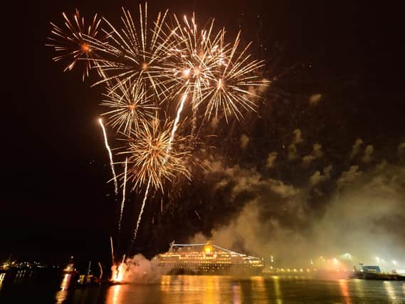 A fireworks display marked the final journey of cruise ship, Saga Pearl II.

Picture: Keith Woodland (160219-424)