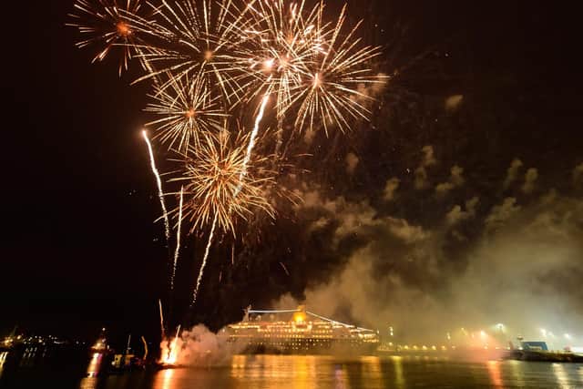 A fireworks display marked the final journey of cruise ship, Saga Pearl II.

Picture: Keith Woodland (160219-424)