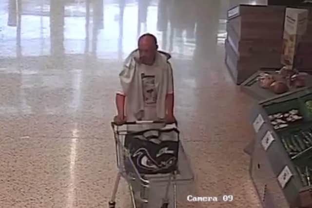 CCTV image issued by Gwent Police of Ieuan Harley, 23, in Morrisons. Picture: Gwent Police/PA Wire