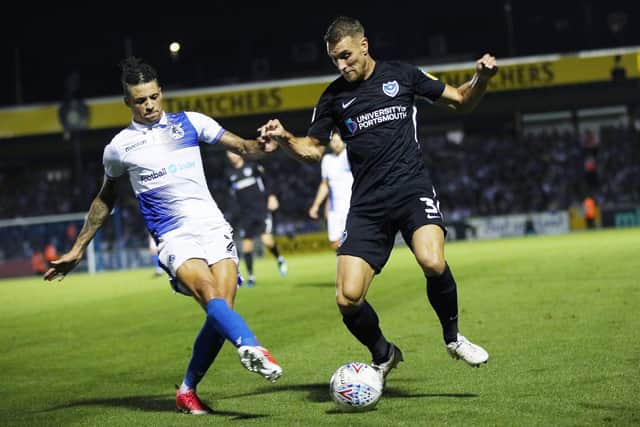 Lee Brown in action against Bristol Rovers at the Memorial Stadium earlier this season. Picture: Joe Pepler
