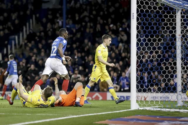 James Clarke of Bristol Rovers heads past his keeper Jack Bonham to make it 1-1 tonight. Photo by Robin Jones/Digital South.
