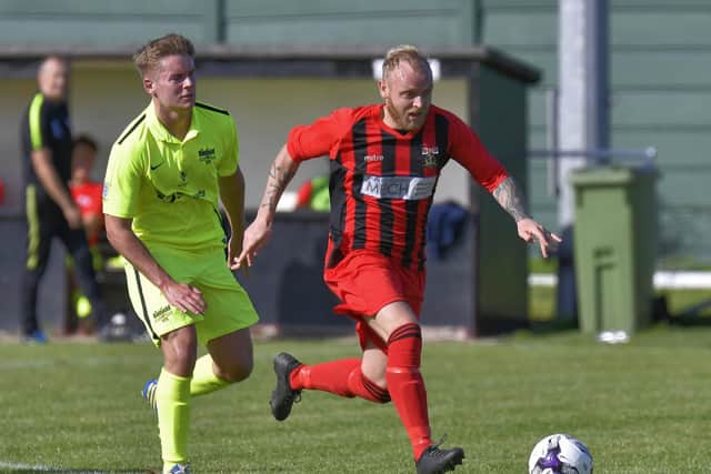 Ash Tattersall was brought down for the penalty which led to Fareham's equaliser against Baffins. Picture: Neil Marshall (171158-3)