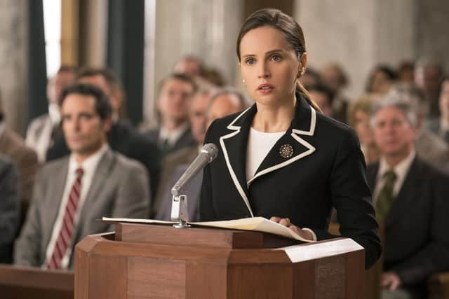 Pictured: Felicity Jones as Ruth Bader Ginsburg in On The Basis Of Sex.
