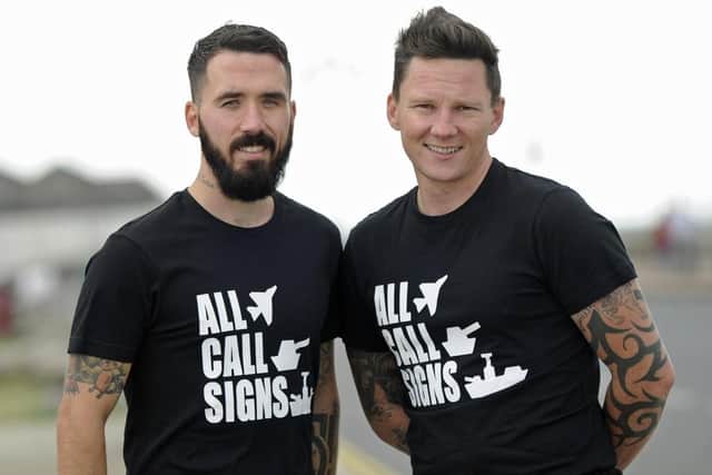 Daniel Arnold, right, and Stephen James, founders of armed forces support network All Call Signs, which has backed JPI Investigations' campaign.. Photo: Ian Hargreaves