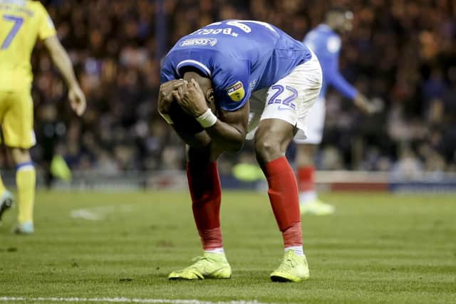 Agony for Omar Bogle as a fourth-consecutive draw drops Pompey further behind in the promotion race. Picture: Robin Jones/Digital South