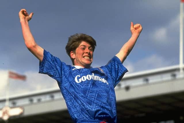 Darren Anderton celebrates his goal against Liverpool in the 1992 FA Cup semi-final
