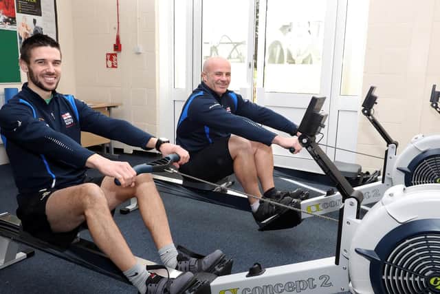 Lieutenant Stu Moss (right) and Petty Officer Physical Trainer, Richard Charrett (left).