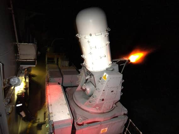 Phalanx close-in weapon system in action. Photo: MoD