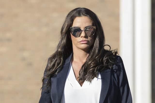 Katie Price arrives at Bexley Magistrates' Court. Picture: Rick Findler/PA Wire