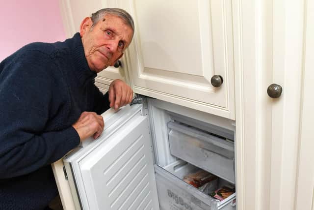 Mike Lilly, with the 'freezer' area of the two integrated units that eventually had to be completely replaced
Picture: Malcolm Wells (190220-3928)