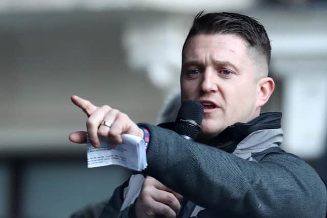 Tommy Robinson has had his official Facebook Page and Instagram profile removed. Picture: Gareth Fuller/PA Wire