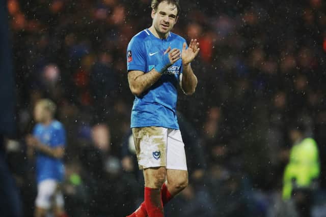 Brett Pitman is back in Pompey's squad for tonight's trip to Bury. Picture: Joe Pepler