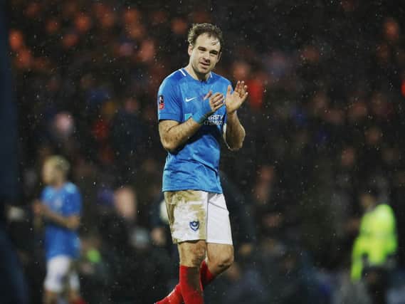 Brett Pitman is back in Pompey's squad for tonight's trip to Bury. Picture: Joe Pepler