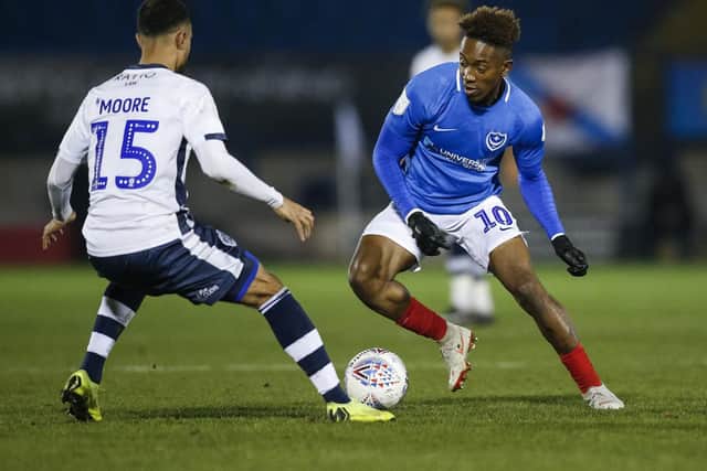 Jamal Lowe impressed following his introduction at half-time in the 3-0 Checkatrade Trophy success at Bury. Picture: Daniel Chesterton/phcimages.com