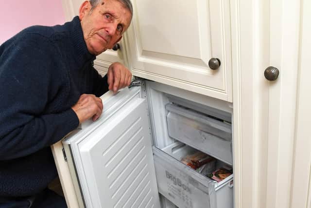 Michael Lilly with his freezer      Picture by  Malcolm Wells (190220-3928)