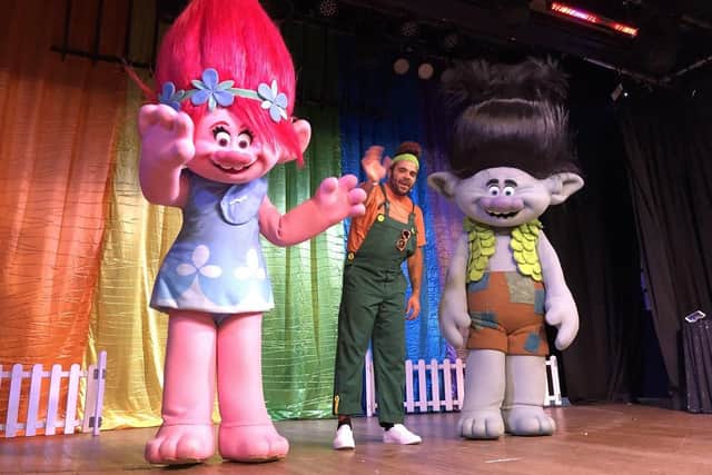 Trolls characters Poppy and Branch at Bunn Lesiure in Selsey