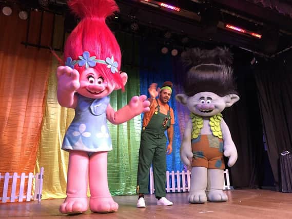 Trolls characters Poppy and Branch at Bunn Lesiure in Selsey