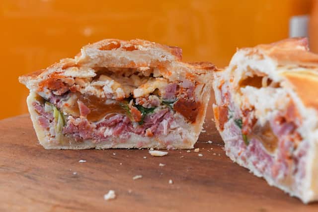 The egg, bacon and chorizo gluten-free pie made by Dave and Jane Endean of Mum & Dad's Kitchen 
Picture: Malcolm Wells (190227-4468)