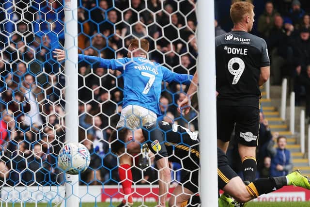 Tom Naylor celebrates after netting Pompey's second against Bradford. Picture: Joe Pepler