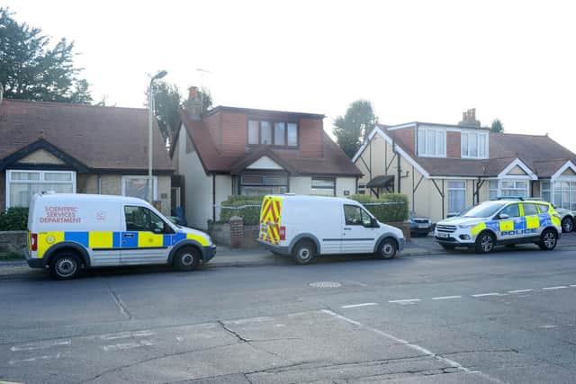 Police outside the house in Southcroft Road in October 
Picture: Sarah Standing (180805-7978)
