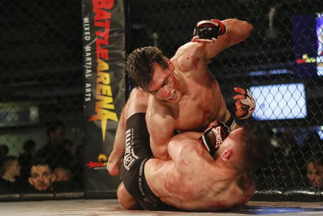 Alex Bodnar on his way to victory over Mathieu James. Picture: Marc Moggrirdge