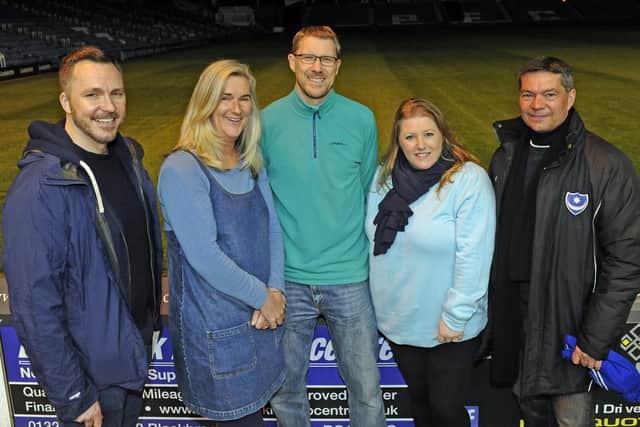 From left, Mark Cubbon, chief executive of Portsmouth Hospitals NHS Trust; Clare Martin from Pompey In The Community; Mark Waldron, editor of The News; Cllr Donna Jones, Tory leader at Portsmouth City Council and Mark Catlin, CEO Portsmouth Football Club - at last year's CEO Sleepout. Picture: Malcolm Wells