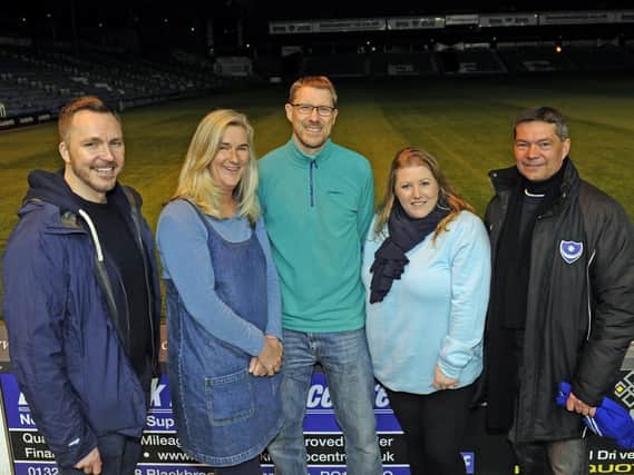 From left, Mark Cubbon, chief executive of Portsmouth Hospitals NHS Trust; Clare Martin from Pompey In The Community; Mark Waldron, editor of The News; Cllr Donna Jones, Tory leader at Portsmouth City Council and Mark Catlin, CEO Portsmouth Football Club - at last year's CEO Sleepout. Picture: Malcolm Wells