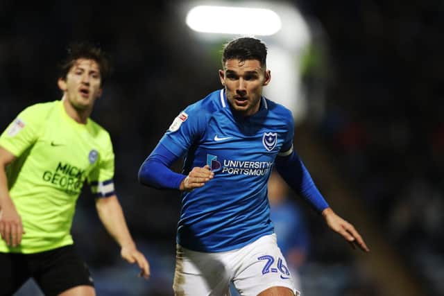 Gareth Evans during Pompey's Check-a-Trade League Trophy Quarter-Finals win over Peterborough on 22/01/19