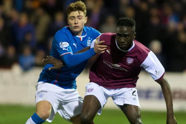 David Banjo in action for Arbroath against Rangers