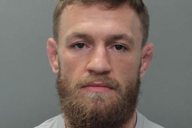 Conor McGregor who has been charged with strong arm robbery and criminal mischief.  Picture: Miami Beach Police/PA Wire