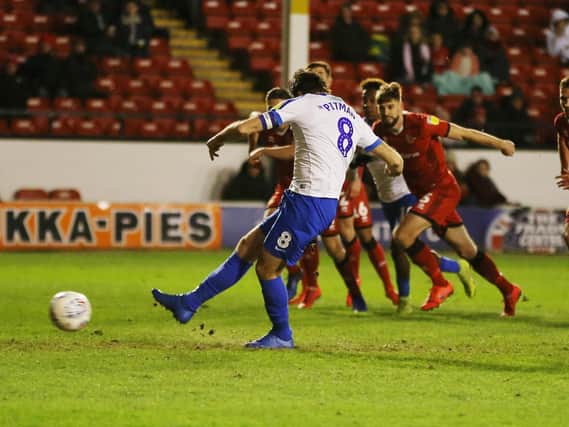 Brett Pitman opened the scoring from the penalty spot in the win over Walsall. Picture: Joe Pepler/Digital South.