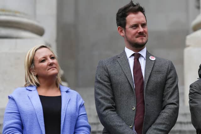 NEU's Amanda Martin and Portsmouth South MP Stephen Morgan