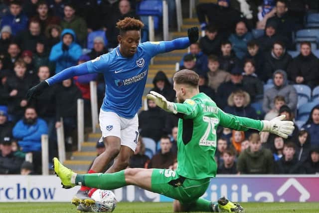 Jamal Lowe about to go close in the first half / Picture: Joe Pepler