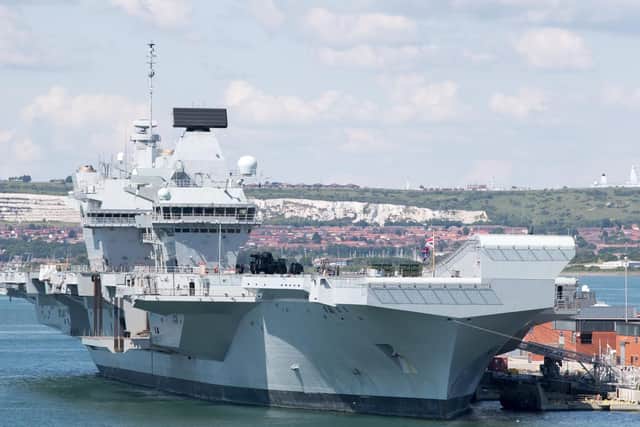 HMS Queen Elizabeth in the port. Photo by Matt Cardy/Getty Images