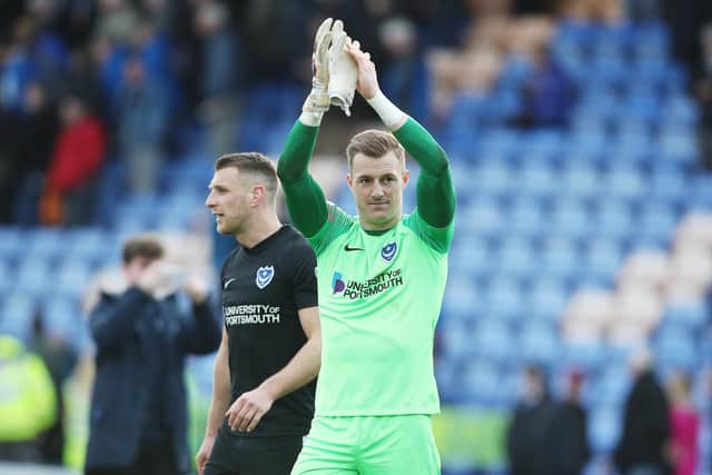 Craig MacGillivray applauds the fans at Shrewsbury. Picture: Joe Pepler