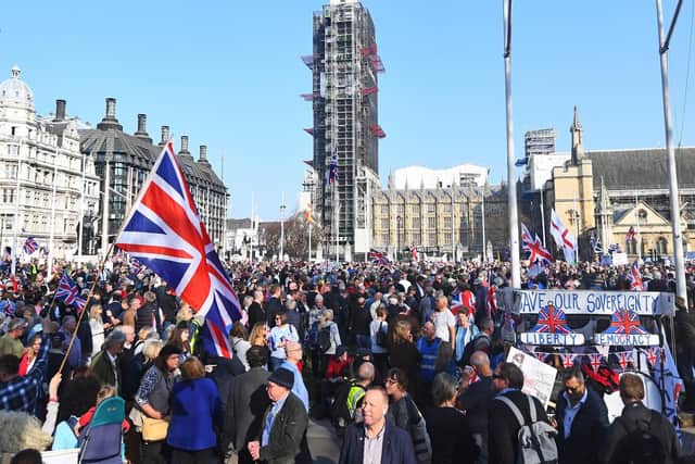 Brexit protesters in Parliament Square, Westminster, London. Picture: Victoria Jones/PA Wire