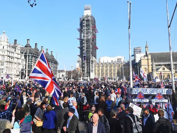 Brexit protesters in Parliament Square, Westminster, London. Picture: Victoria Jones/PA Wire