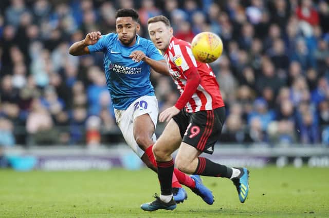 Pompey's Nathan Thompson is set to come up against Aidan McGeady of Sunderland. Picture: Joe Pepler