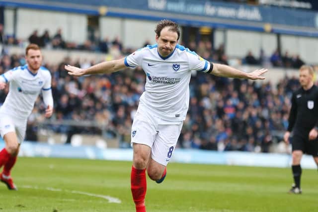 Brett Pitman scores his second goal at Wycombe. Picture: Joe Pepler/Digital South.